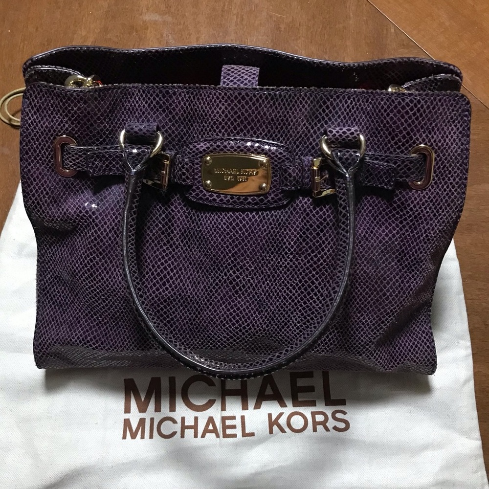 Michael Kors purple snake leather bag